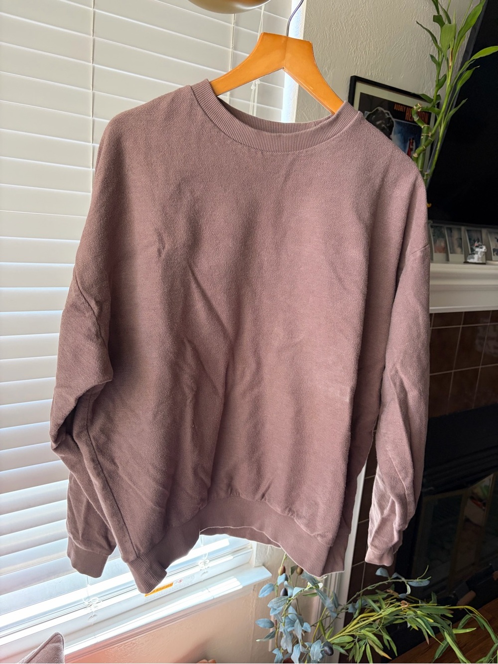 ASOS Long Sleeve Crewneck Sweatshirt in Dusty Mauve